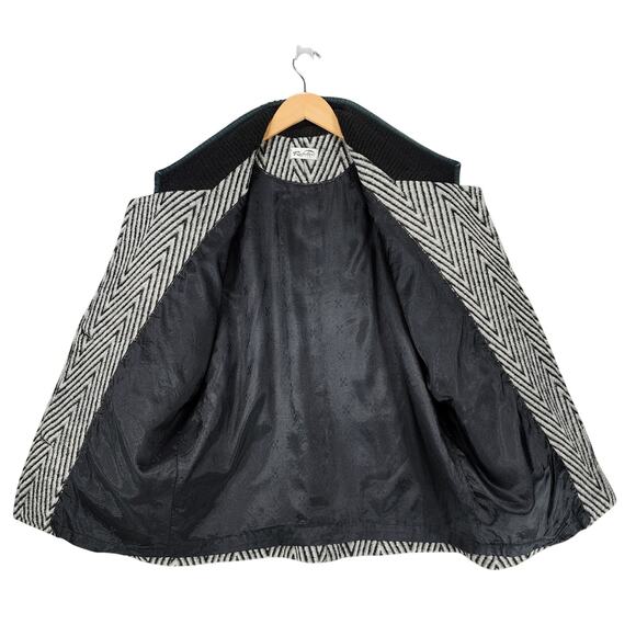 Vtg 80s Tweed Chevron Coat M/L* Women Zigzag Shoulder Pads New Wave Androgynous - Picture 3 of 15